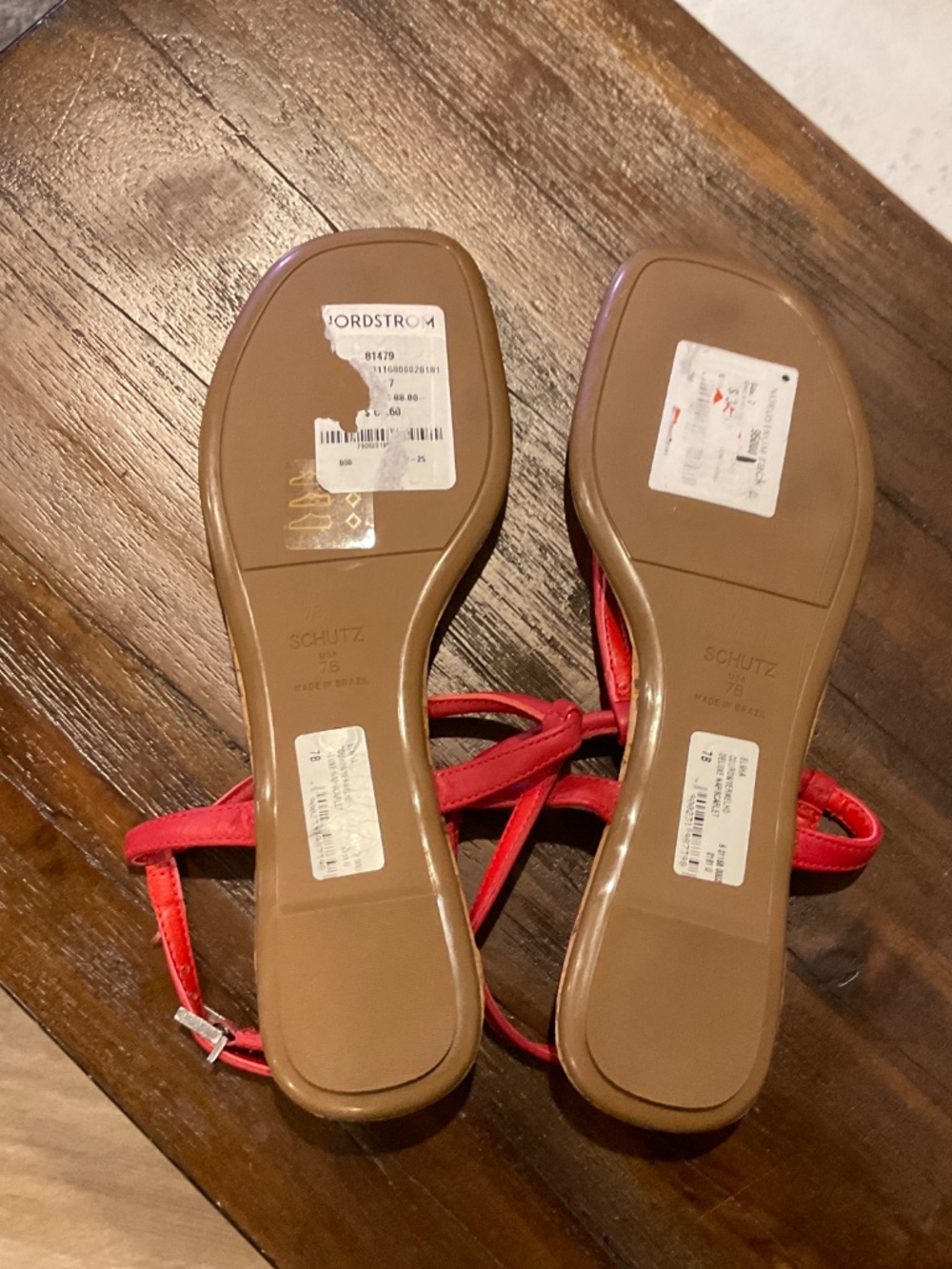 Schultz Elisha Flat Sandal Red Leather Size 7 - Picture 5 of 6